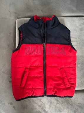 Nautica Red and Navy Quilted Logo Vest- 12 months
